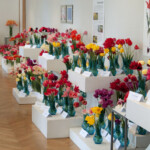 Jāņa Dukaļska un Ēvalda Paupera tulpju stends izstādē.